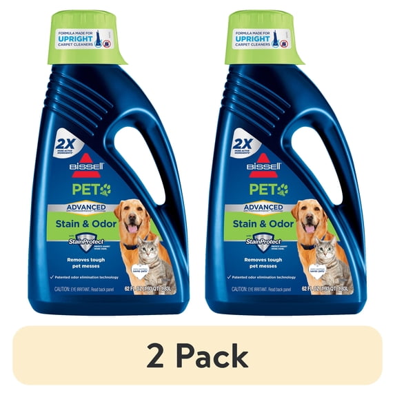 (2 pack) BISSELL Pet Stain Odor Remover and Carpet Solution, 62 Fluid Ounces 88N2