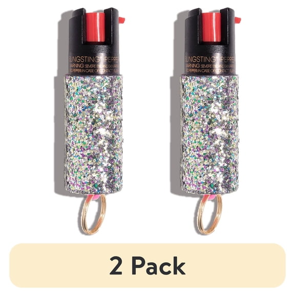 (2 pack) BLINGSTING Essentials Maximum Strength Pepper Spray with Key Ring,  Confetti, .5 Ounces