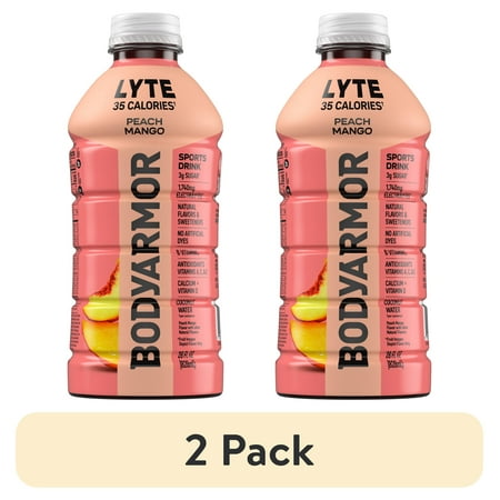 (2 pack) BODYARMOR Lyte Peach Mango Electrolyte Sports Drink, 28 fl oz Bottle