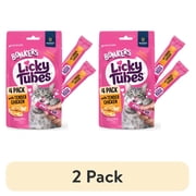 (2 pack) BONKERS Licky Tubes Chicken Flavored Wet Lickable Treats for Cats, 4 Pack