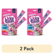(2 pack) BONKERS Licky Tubes Salmon Flavored Wet Lickable Treats for Cats, 4 Pack