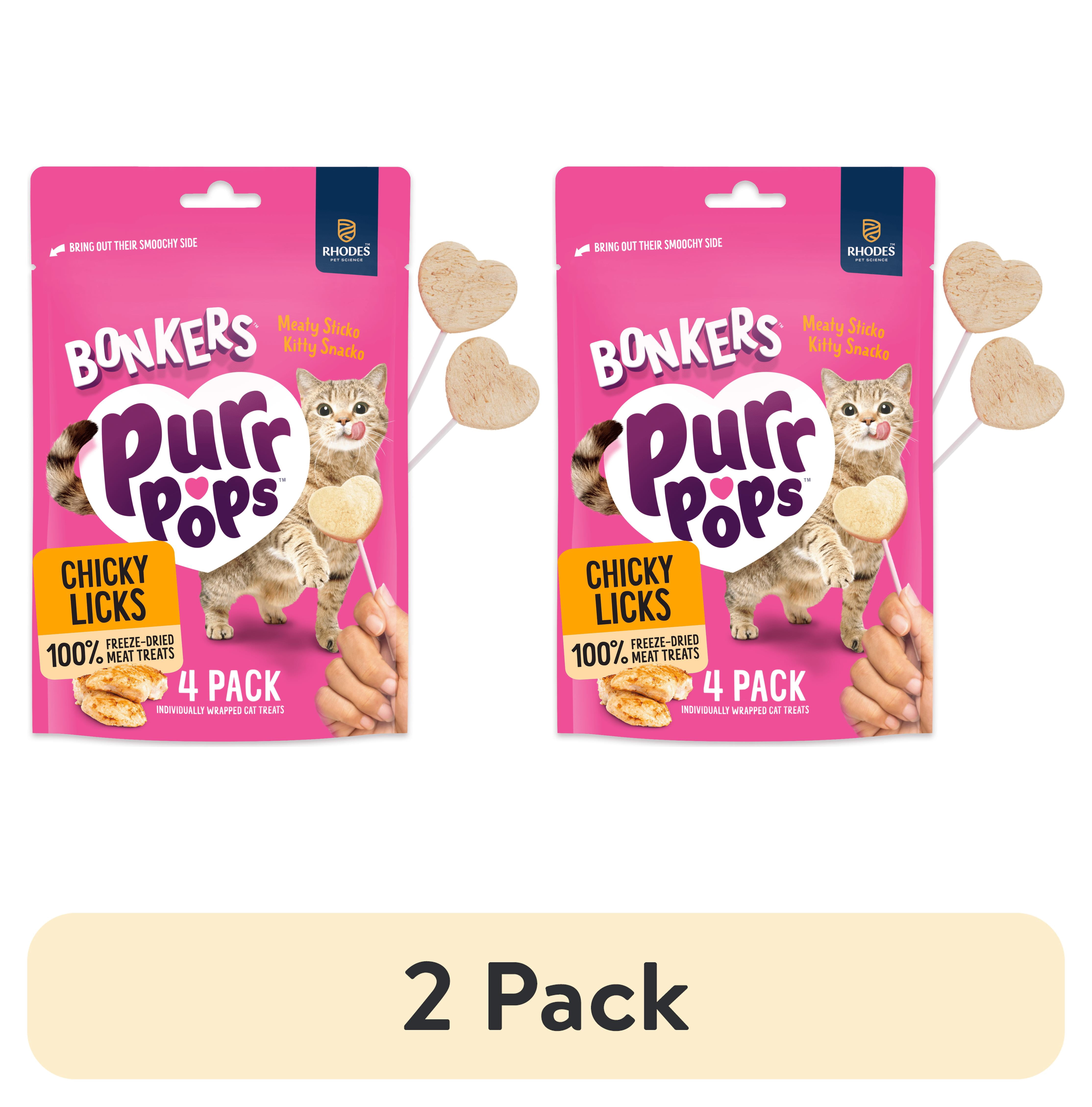 2 pack) BONKERS Purrpops Freeze-Dried Chicken Flavored Lollipop