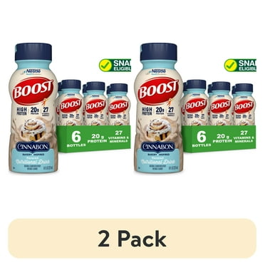 (2 pack) BOOST 20g High Protein Nutritional Drink Shakes, Cinnabon® Flavored, 8 fl oz, 6 Pack