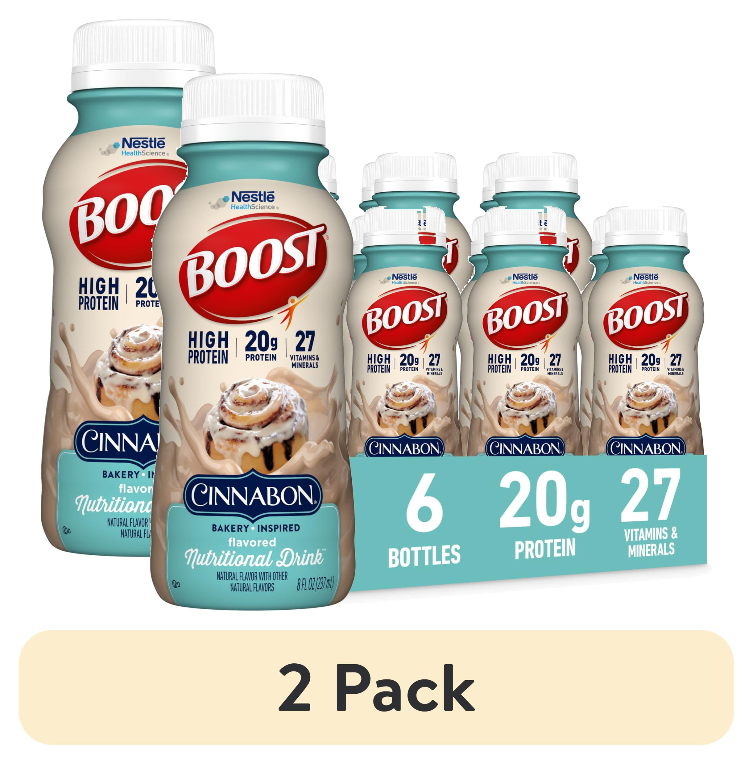 (2 pack) BOOST 20g High Protein Nutritional Drink Shakes, Cinnabon® Flavored, 8 fl oz, 6 Pack