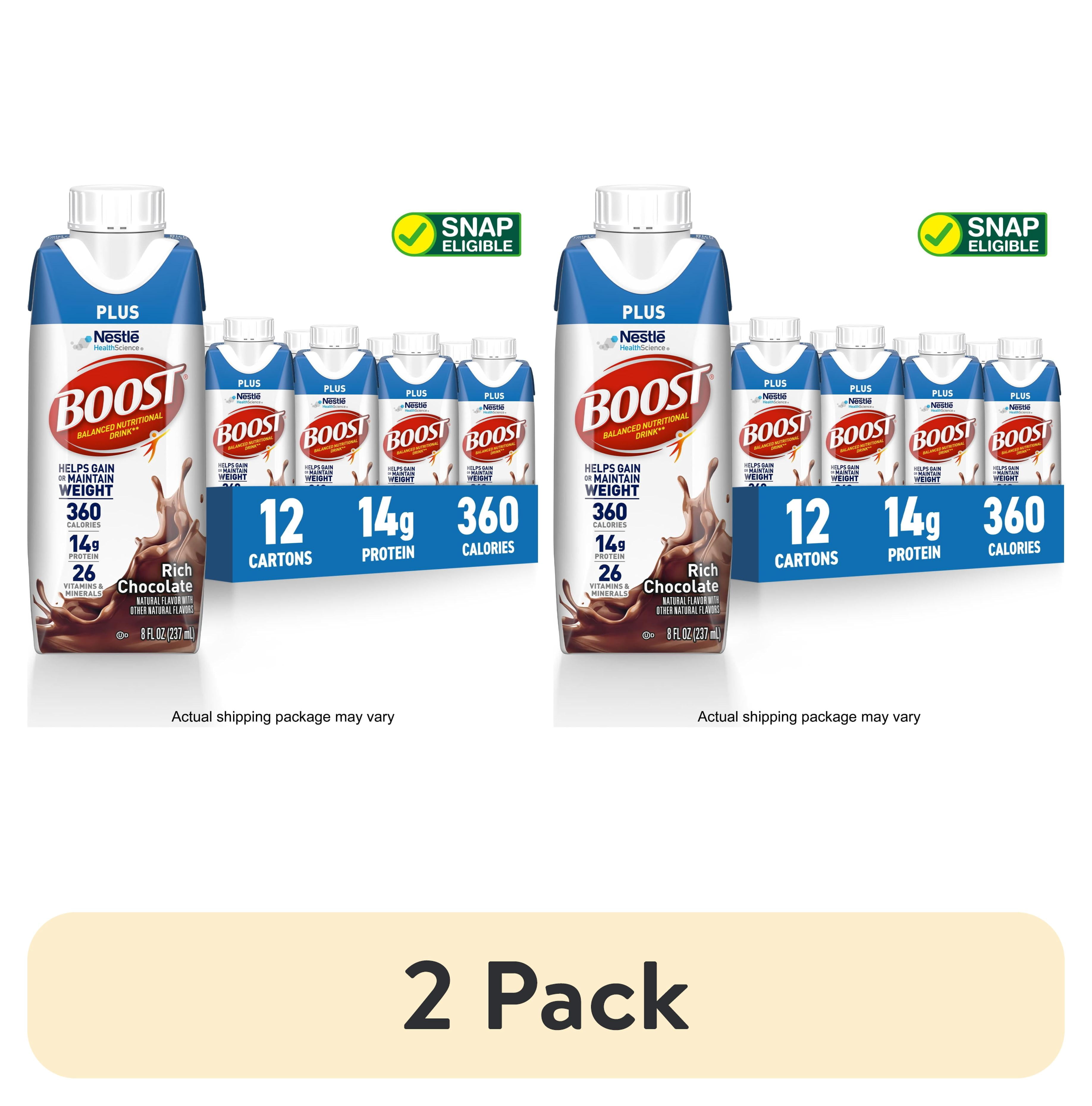 (2 pack) BOOST Plus Nutritional Drink Protein Shakes, Rich Chocolate, 8 ...