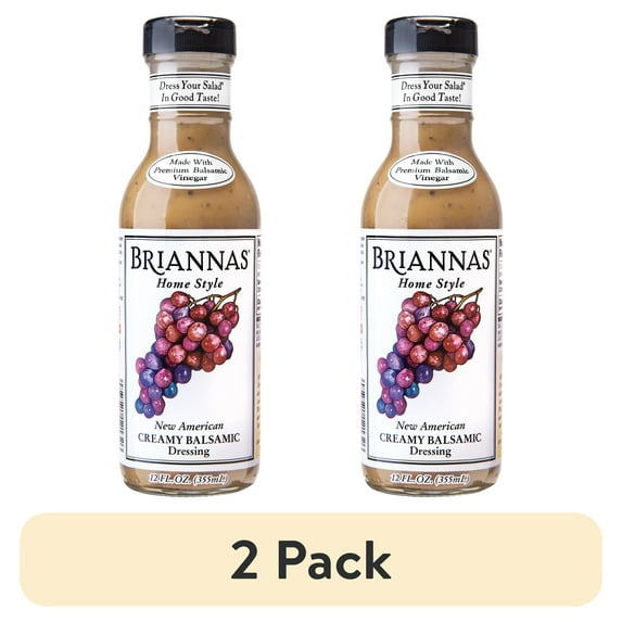 (2 pack) Brianna's New American Creamy Balsamic Vinaigrette Dressing, 12 oz