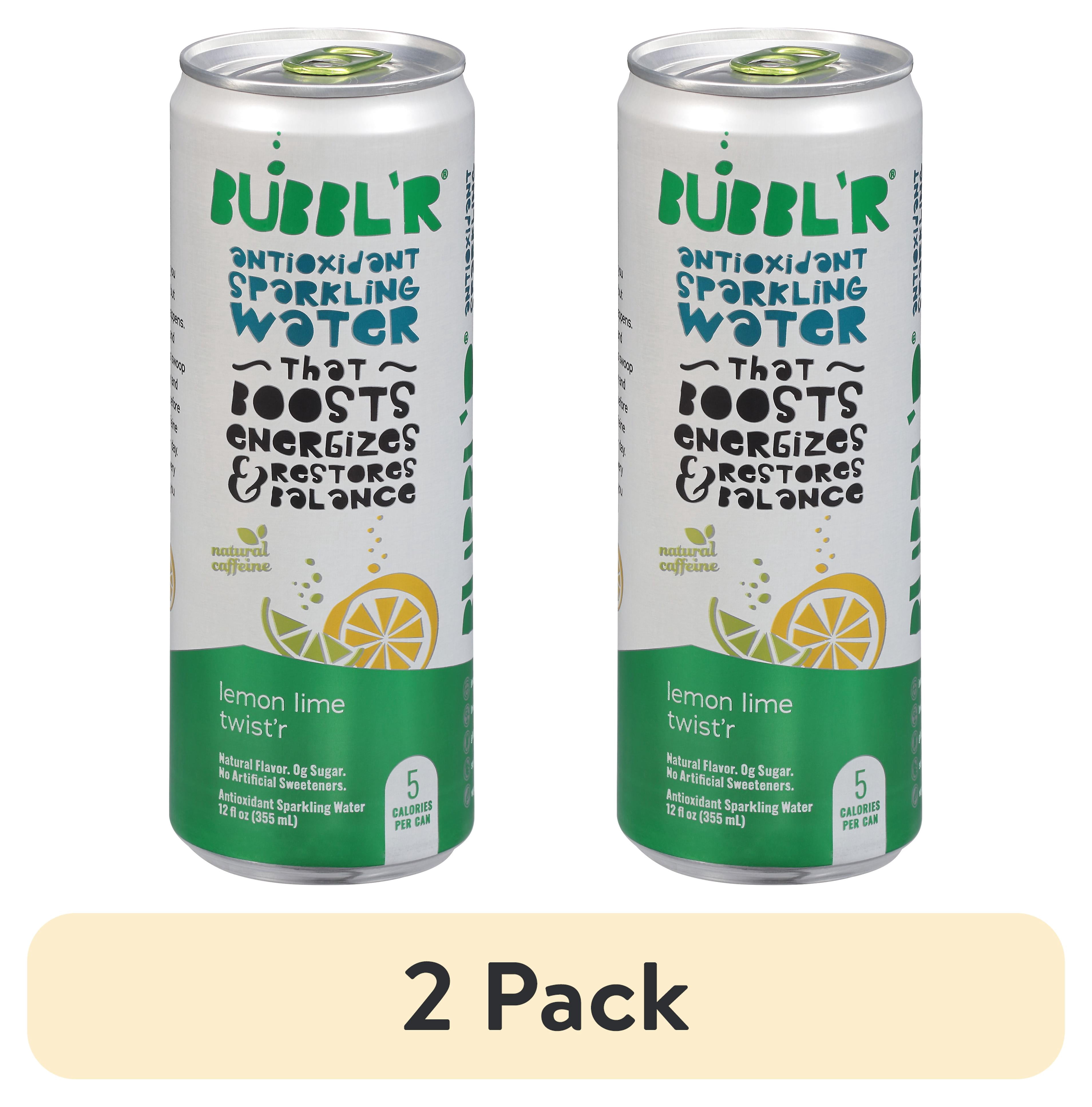 (2 pack) BUBBL'R Antioxidant Sparkling Water, lemon lime twist'r, 12 fl oz Can