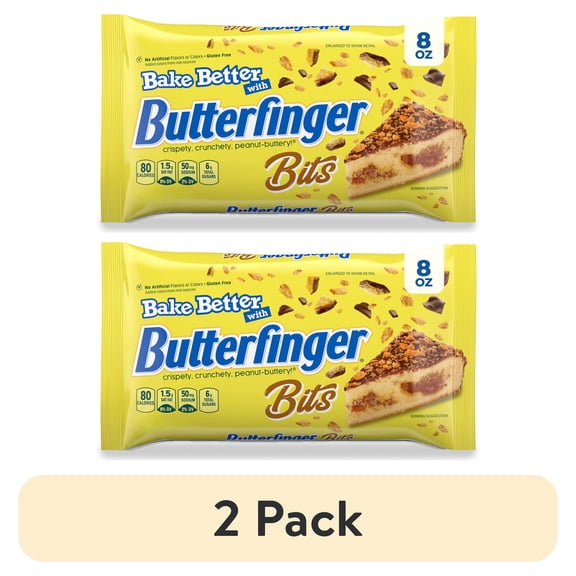 (2 pack) Butterfinger Baking Bits, Crispety Crunchety Peanut-Buttery Chocolatey Bits for Baking Recipes and Desserts, 8 oz Bag