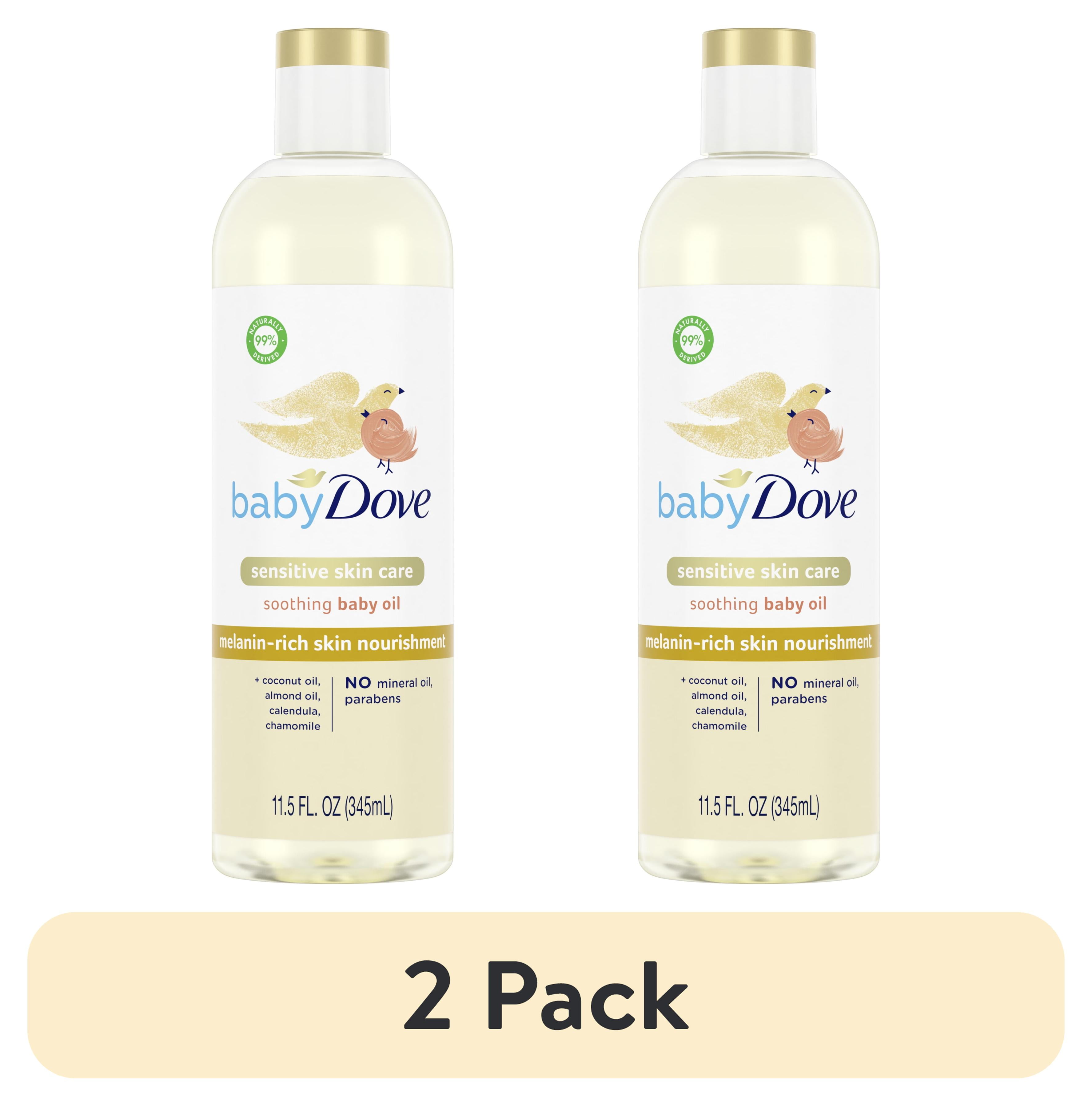 (2 pack) Baby Dove Melanin-Rich Skin Nourishment Baby Oil Sensitivity All Newborn Skin, 11.5 oz