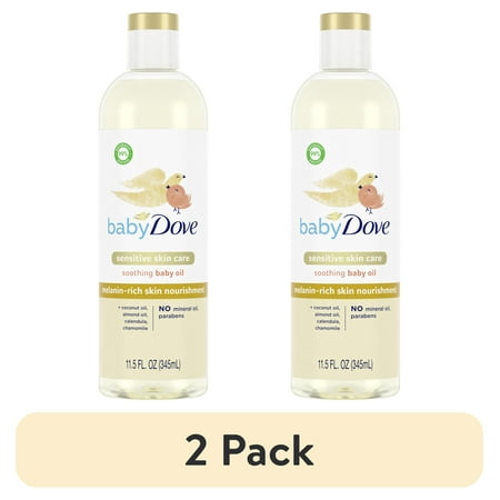 (2 pack) Baby Dove Melanin-Rich Skin Nourishment Baby Oil Sensitivity All Newborn Skin, 11.5 oz