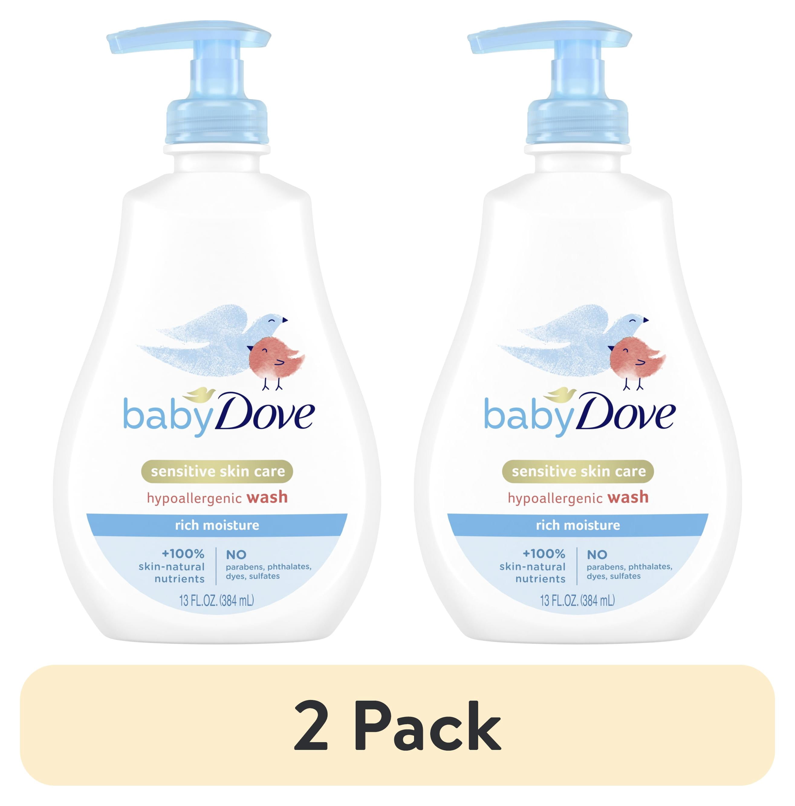 (2 pack) Baby Dove Rich Moisture Hypoallergnic Wash Newborn Sensitive Skin, 13 oz