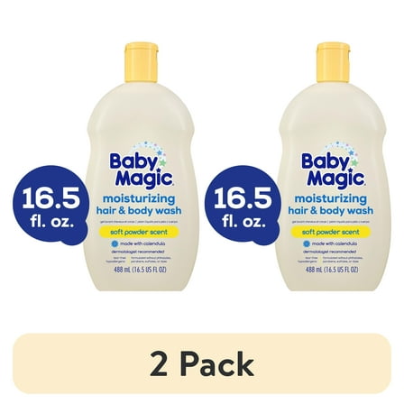 Baby Magic Tear-Free Gentle Hair & Body Wash for Infants, Soft Powder Scent, 16.5 oz
