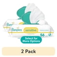 thumbnail image 1 of (2 pack) Baby Wipes Pampers Sensitive, Clinically Proven, Fragrance Free, Unscented, Water Based, Hypoallergenic Baby Wipes, Multi-Use Baby Wipes, Hand Wipes 56 Baby Wipes Total (1X Flip-Top Packs), 1 of 15