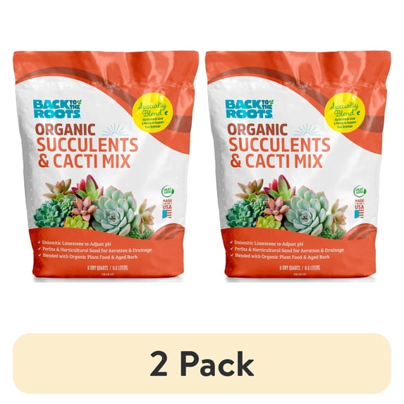 (2 pack) Back to the Roots 100% Organic Succulent & Cacti Mix (6 Quart)