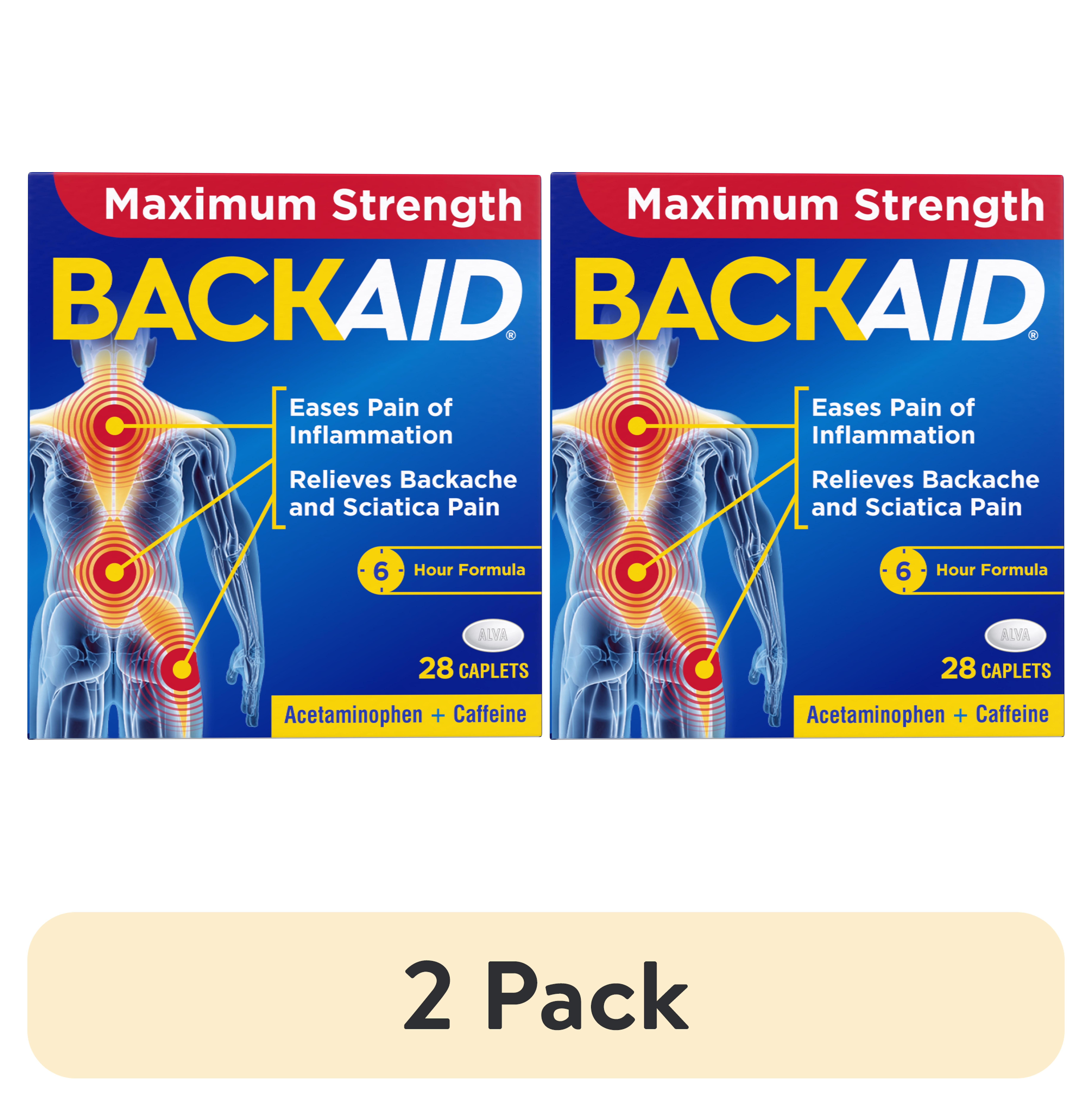 2 pack) Backaid Maximum Strength Back & Sciatica Pain Reliever, 6