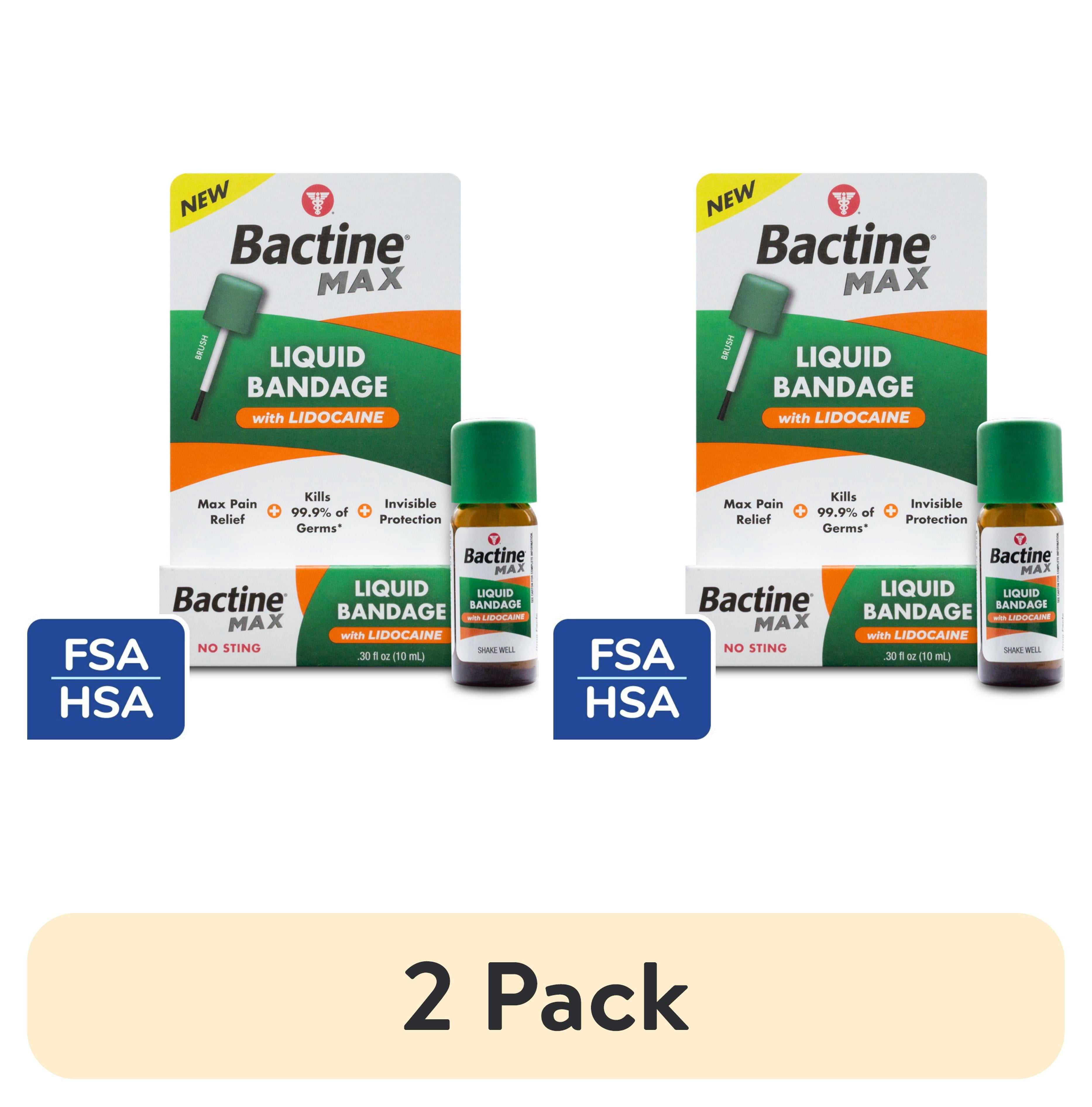 (2 pack) Bactine Max Liquid Bandage with Lidocaine Wound Cleaning Liquid Bandage Covers & Protects, .30 oz