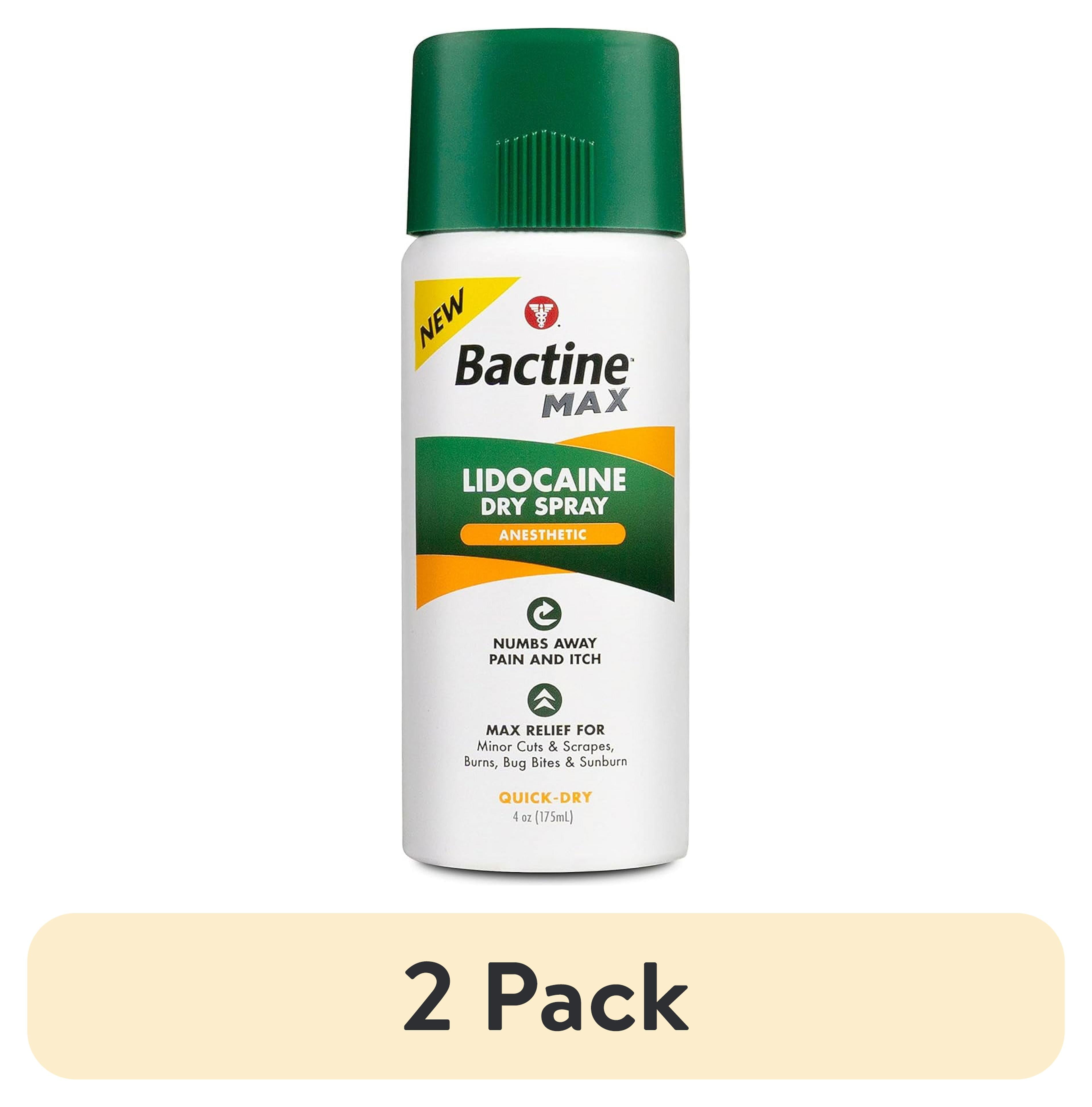 (2 pack) Bactine Max Pain Relief Dry Spray, Lidocaine Anesthetic, 4 oz