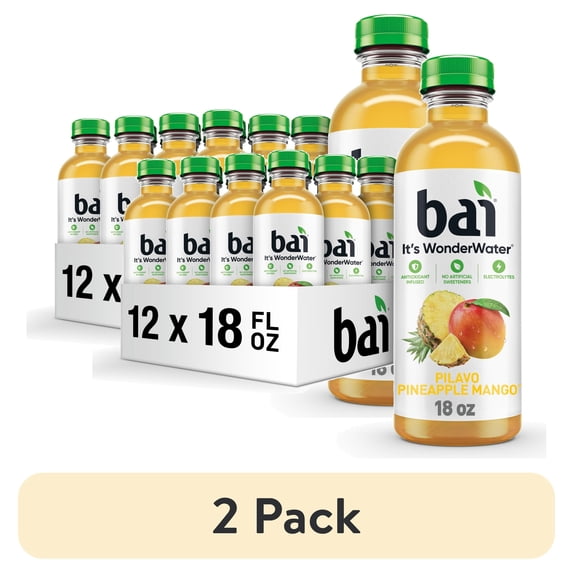 (2 pack) Bia Pilavo Pineapple Mango Antioxidant Infused Water Beverage, 18 fl oz, Bottle
