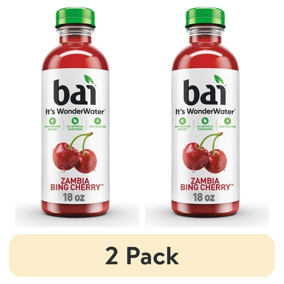 (2 pack) Bai Zambia Bing Cherry Antioxidant Infused Water Beverage, 18 fl oz, Bottle