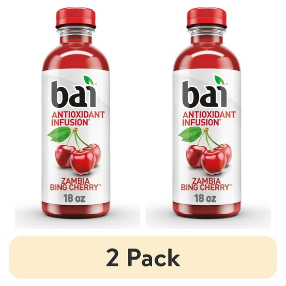(2 pack) Bai Zambia Bing Cherry Antioxidant Infusion Flavored Water, 18 fl oz, Bottle