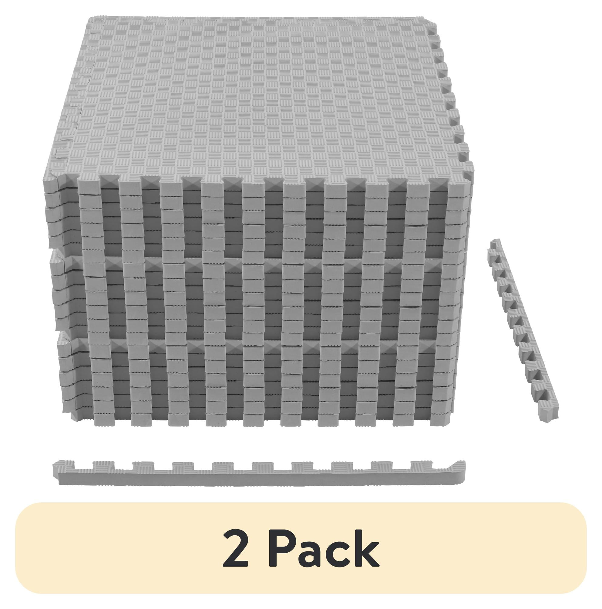 (2 pack) BalanceFrom 1 In. Thick Flooring Puzzle Exercise Mat with High Quality EVA Foam Interlocking Tiles, 18 Piece, 72 Sq Ft. Gray