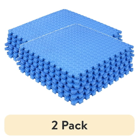 (2 pack) BalanceFrom EVA Foam Interlocking Floor Tiles, 63 × 63 cm, 1/2" 3/4" or 1" Thick, Anti-Slip Textured Mats in Multiple Colors, 6/12/24/36 Pack for Home Gym and Play Areas