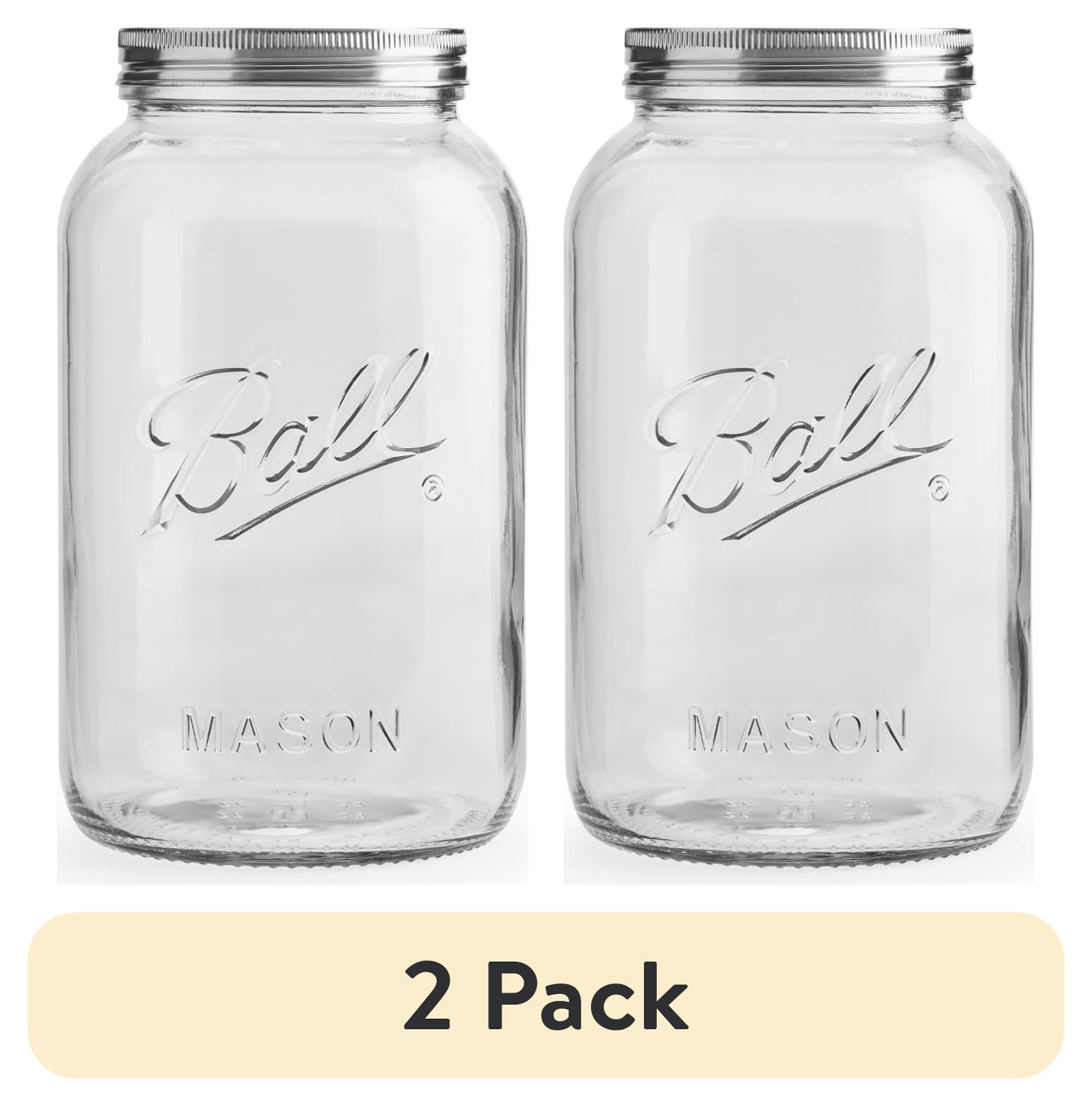 (2 pack) Ball Decorative Mason Jar with One Piece Stainless Steel Lid, gal. (128oz.)