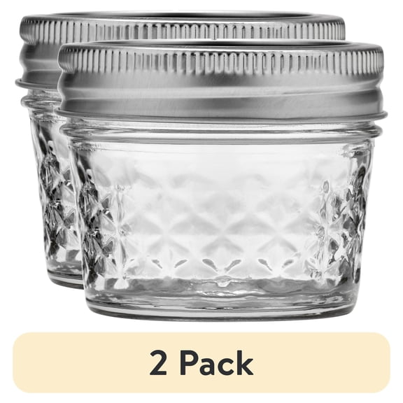 (2 pack) Ball Regular Mouth 4oz Quilted Pint Mason Jars, 12 Count