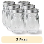 2 pack Ball Regular Mouth Tapered Mason Jar 16 oz, 4-Pack