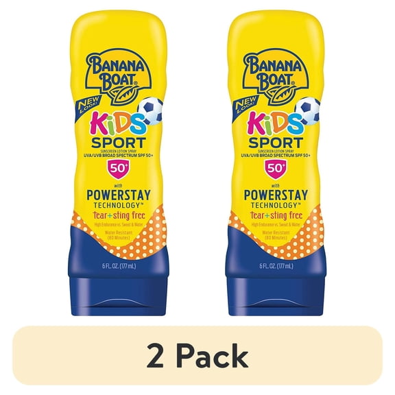 (2 pack) Banana Boat Kids Sport Sunscreen Lotion SPF 50+ 6oz Each