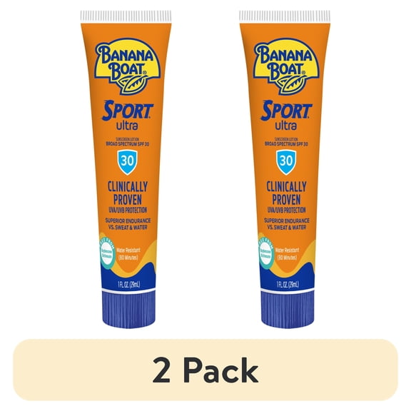 (2 pack) Banana Boat Sport Ultra SPF 30 Sunscreen Lotion, Travel Sunscreen Sport, Adult Sunblock Lotion, 1 oz