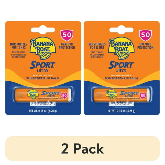 (2 pack) Banana Boat Sport Ultra Sunscreen Lip Balm SPF 50, 0.15oz