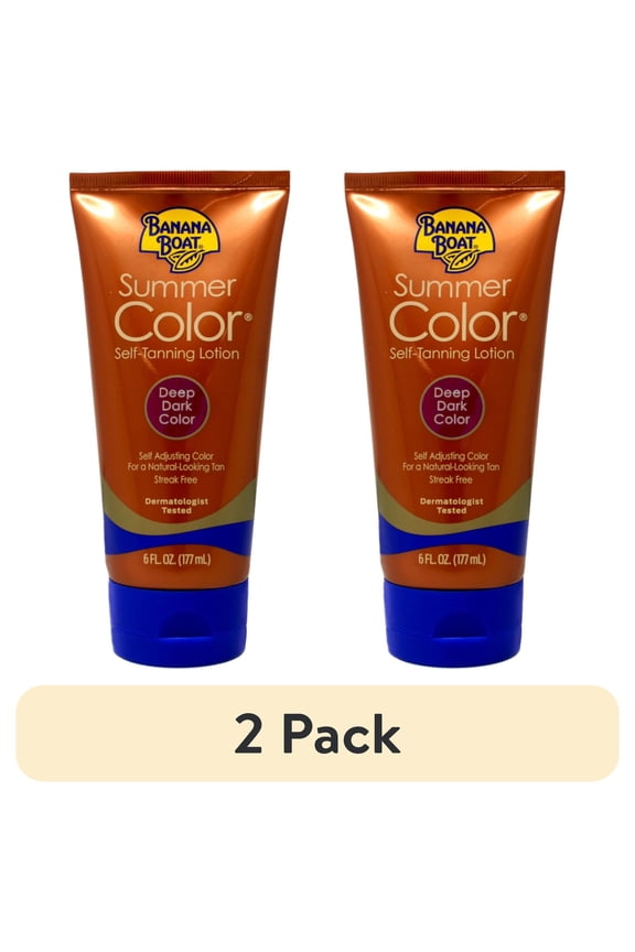 (2 pack) Banana Boat Summer Color Self-Tanning Lotion, Deep Dark Color 6 oz Tube