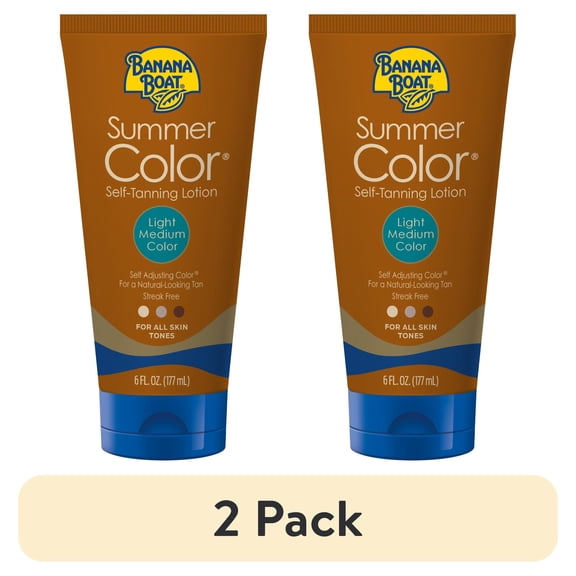 (2 pack) Banana Boat Summer Color Self Tanning Lotion, Light Medium Color, 6 fl oz