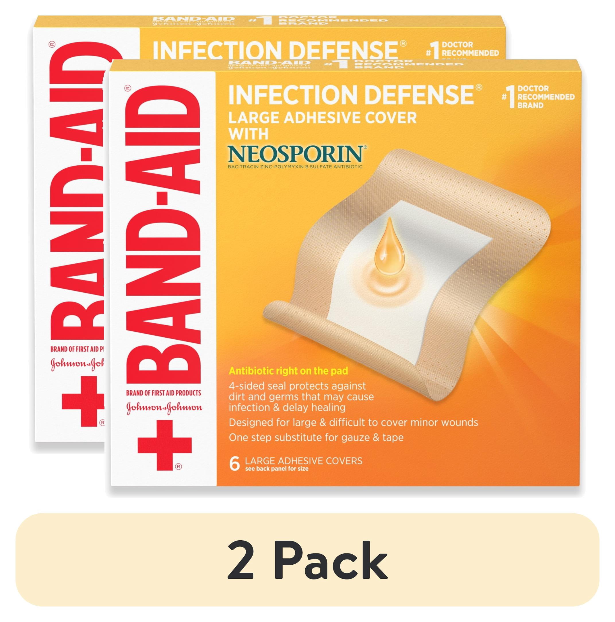 (2 pack) Band-Aid Brand Adhesive Covers with Neosporin Ointment, Large, 6 Count