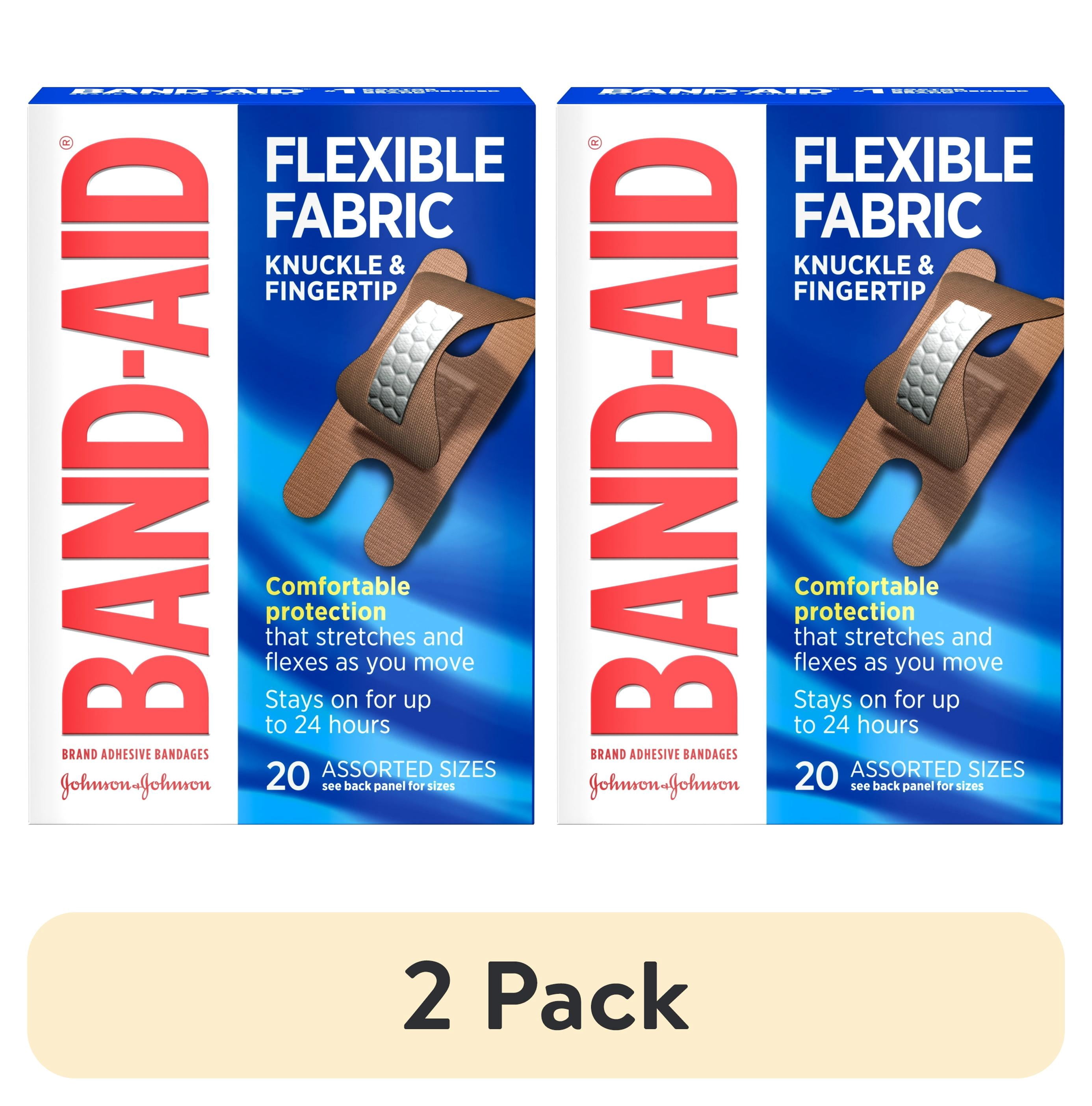 (2 pack) Band-Aid Brand Flexible Fabric Knuckle & Finger Adhesive Bandages, 20 Count