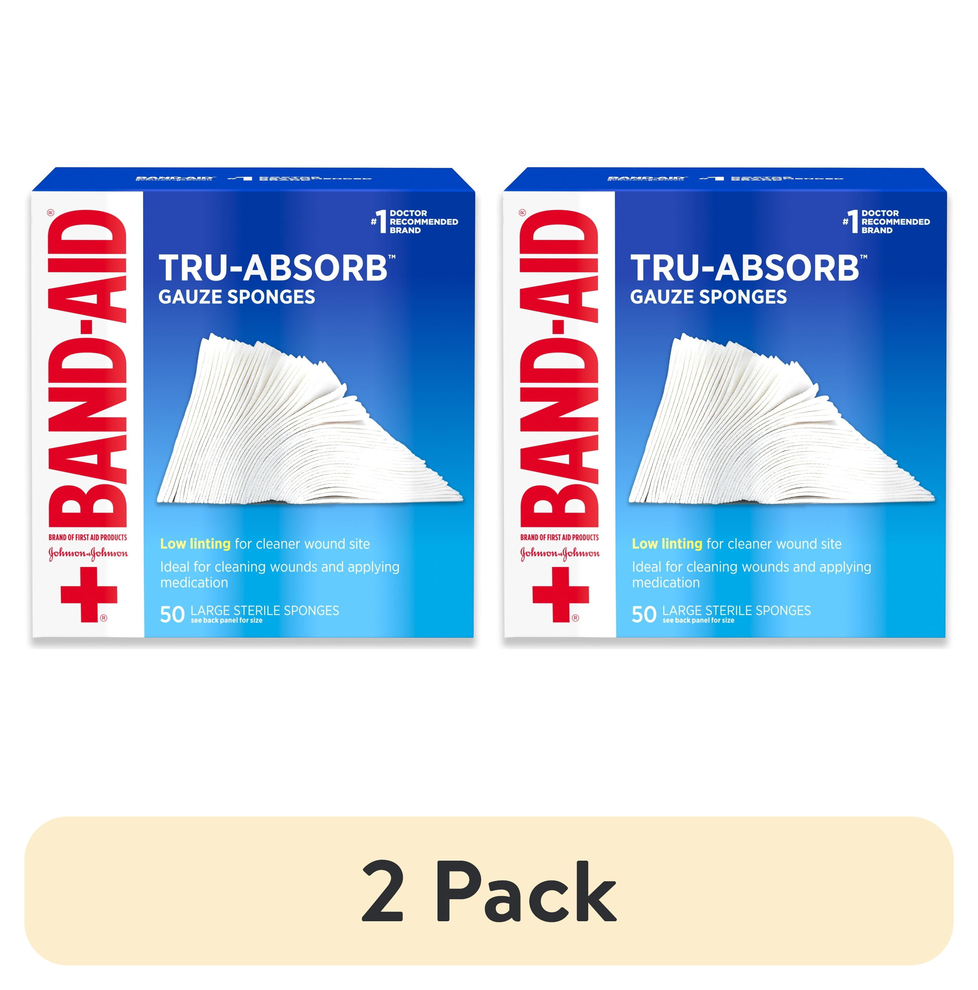(2 pack) BAND-AID Brand First Aid Tru-Absorb Gauze Sponges, 4 in x 4 in ...