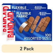 2 pack Band-Aid Brand Flexible Fabric Adhesive Bandages, Assorted, 100 Count