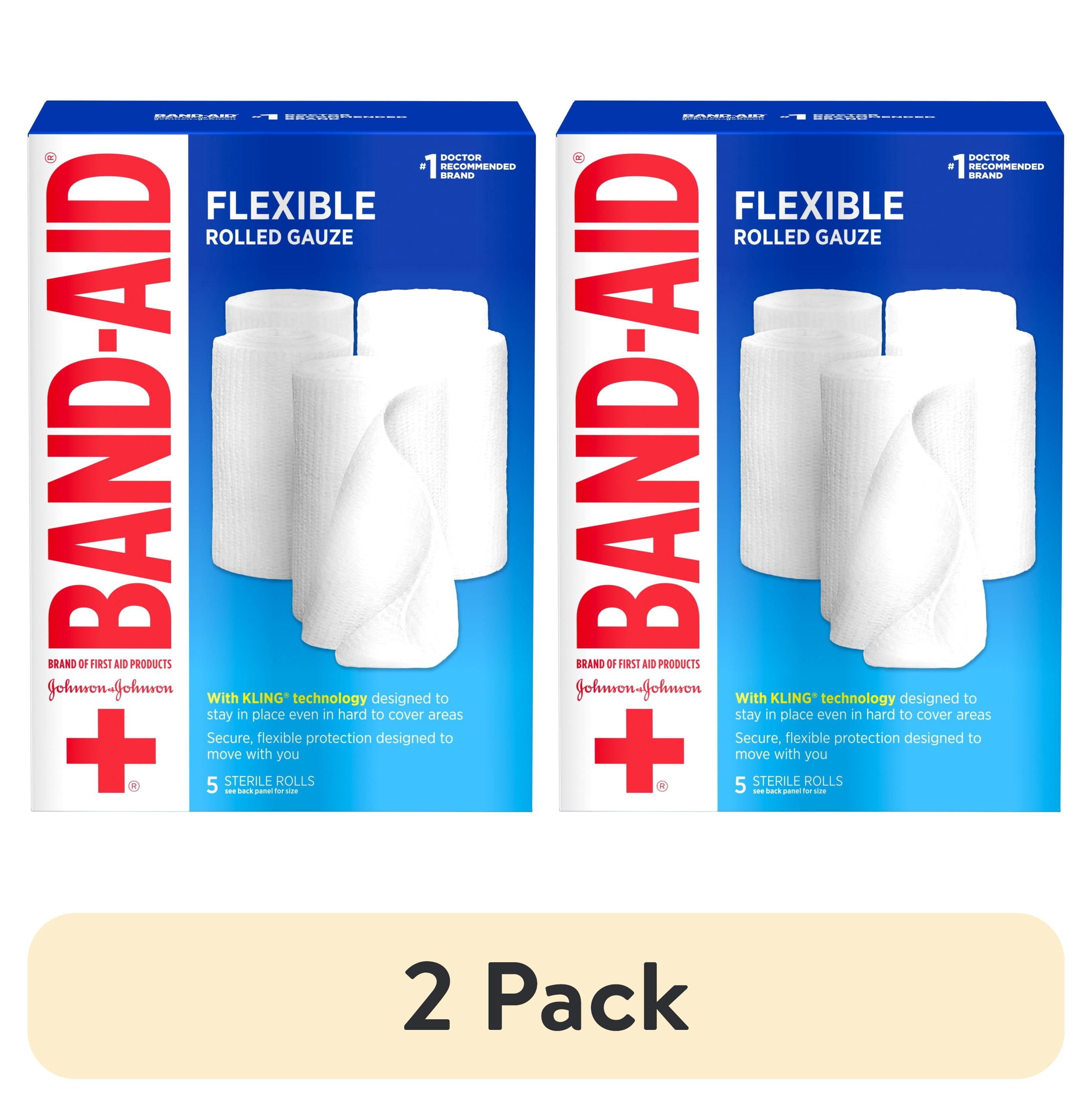 (2 pack) BAND-AID Brand Flexible Rolled Medical Gauze, 4 in x 2.1 yd, 5 Count