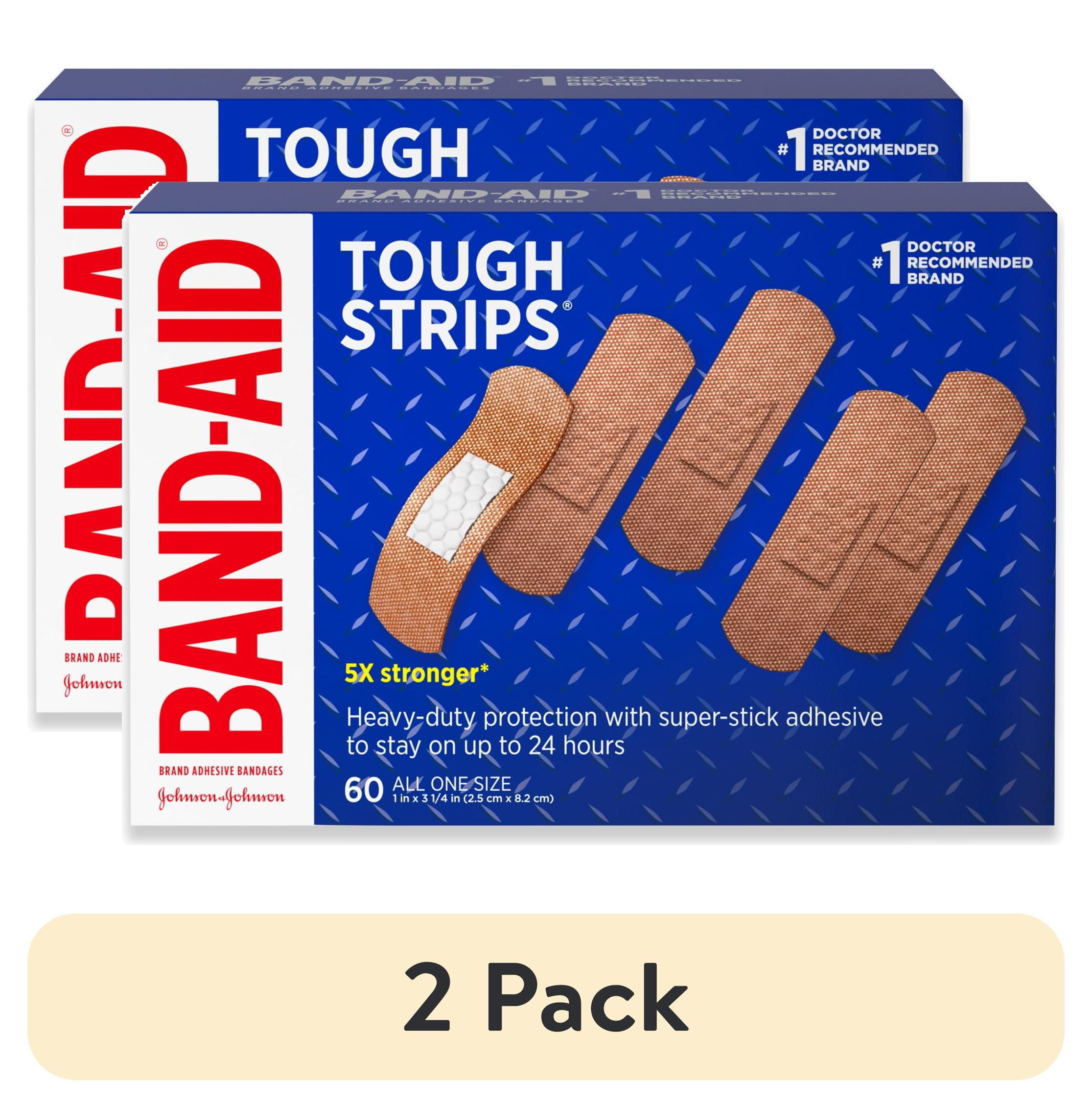 (2 pack) Band-Aid Brand Tough Strips Adhesive Bandage, All One Size, 60 Count
