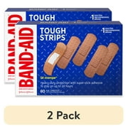 2 pack Band-Aid Brand Tough Strips Adhesive Bandage, All One Size, 60 Count