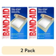 (2 pack) BAND-AID Brand Tru-Stay Adhesive Pads, Large Sterile Bandages, 10 Count