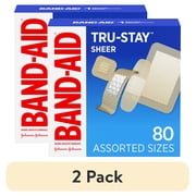 2 pack BAND-AID Brand Tru-Stay Sheer Adhesive Bandages, Assorted, 80 Count