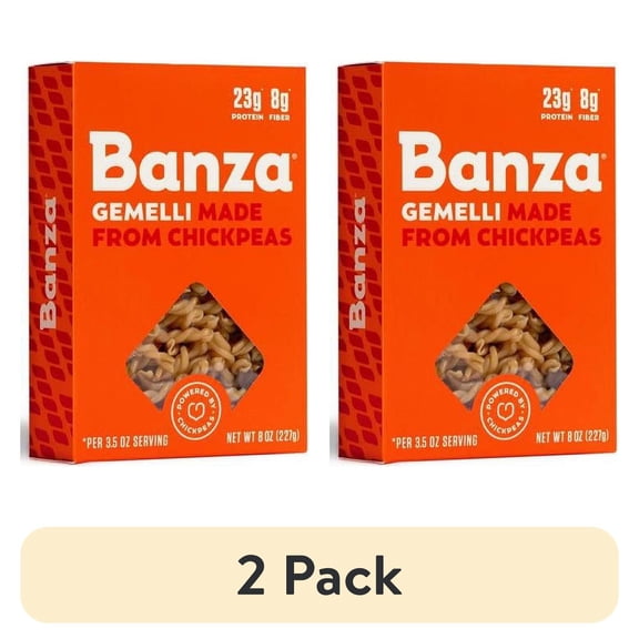 (2 pack) Banza Chickpea Pasta Gemelli, 8 oz