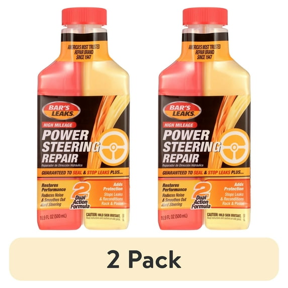 (2 pack) Bar's Leaks 1600 High Mileage Power Steering Fluid Repair, 16.9 oz