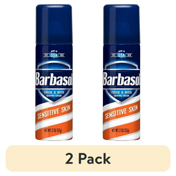 (2 pack) Barbasol Sensitive Skin Thick & Rich Shaving Cream for Men, 2 OZ (Travel Size - TSA Approved)