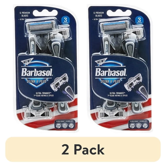 (2 pack) Barbasol Ultra 6 Plus Disposable Razor, 3 Ea