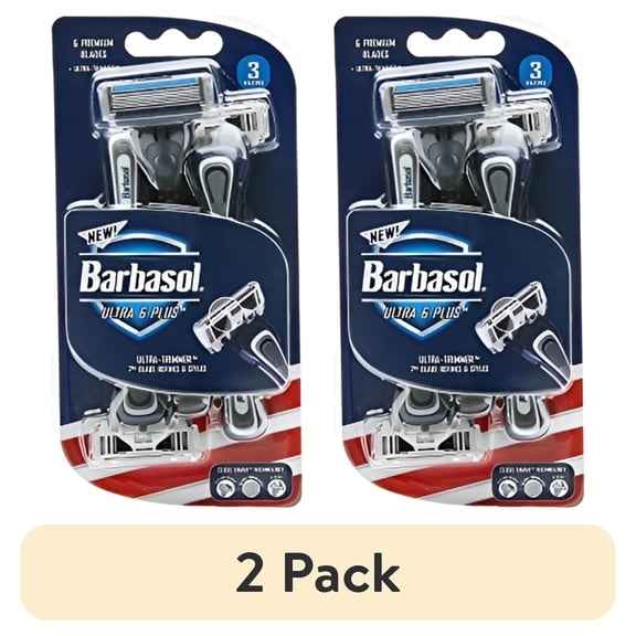 (2 pack) Barbasol Ultra 6 Premium Disposable Razor, 3 Count