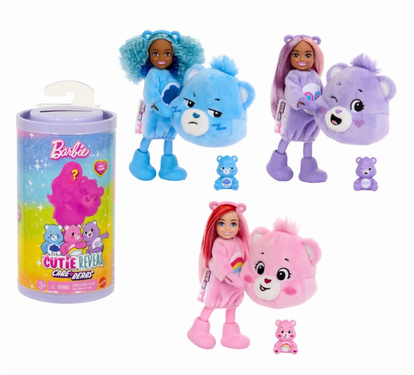 (2 pack) Barbie Cutie Reveal Care Bears Series Chelsea Small Doll & Accessories, 6 Surprises (Styles May Vary)