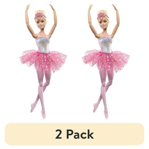 (2 pack) Barbie Dreamtopia Twinkle Lights Ballerina Doll, 11.7 in Blonde with Light-up Feature, Tiara & Tutu